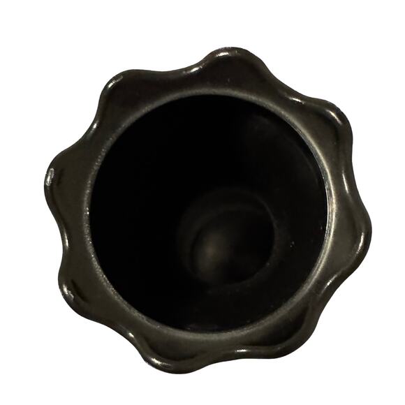 Vintage Black Glass Vase Gold Pagoda & Willow Tree Design - Picture 3 of 11